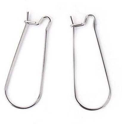 JGFinds Stainless Steel Kidney Ear Wire Hooks, 48 Pack Earring Findings (1 1/4 Inch Long)