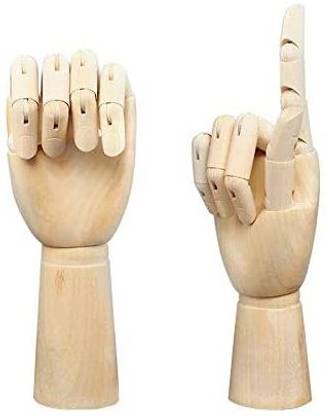 Alikeke 7" Wooden Hand Model Flexible Moveable Fingers Manikin Hand Figure Both Left And Right Hand For Sketching Drawing Home O