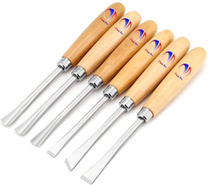 Mass Pro 6Pcs Professional Wood Handle Carving Chisels Tools, Woodworking Sculpting Wood Carving Chisel Set for DIY Art Craft Clay Carpentry Combination Chisel Set