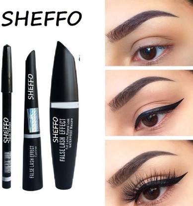SHEFFO Eyebrow Black Pencil With Mascara & Liquid Eyeliner With Multicolored lipstick
