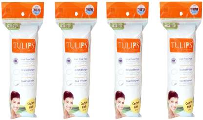 Tulips Cotton Pads 50 in Each (Pack of 4)
