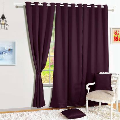 Parda Sansar 213 cm (7 ft) Satin Door Curtain (Pack Of 3)