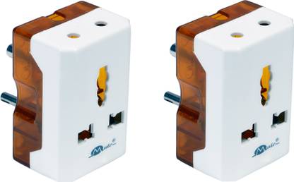 mute Travel Universal 6A -16A Electrical Multi Plug Adaptor Light to Power Electrical Socket (Pack of 2) Three Pin Plug