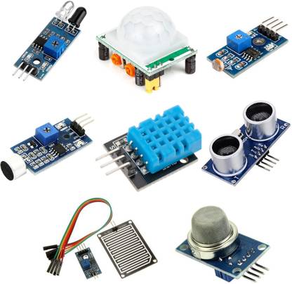 Robotbanao W0-AUQW-KT78 Mini Sensor Kit With Pir, Ultrasonic Sensor, Ir Sensor, Ldr, Rain Sensor, Sound Sensor, Mq -2 Gas Sensor, Dht 11, Multi Educational Electronic Hobby Kit