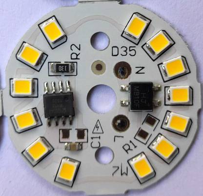 HIGHWAY ENTERPRISES (Pack of 20) 7 WATT DOB (Direct on Board) Warm White Color LED Bulb Raw Material (Pack of 20) PCB Only Light Electronic Hobby Kit