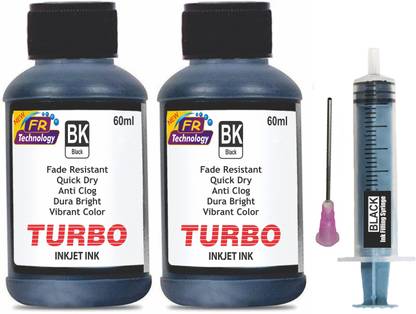 Turbo Ink Refill Kit for HP 805 black ink cartridge with 120 ml compatible ink, filling tools & instructions Black Ink Bottle