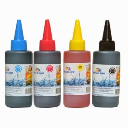Printcare Refill Ink for Use in Canon Pixma MG2577s All-in-One Inkjet Printer - Cyan, Magenta, Yellow & Black - 100 ML Black + Tri Color Combo Pack Ink Bottle