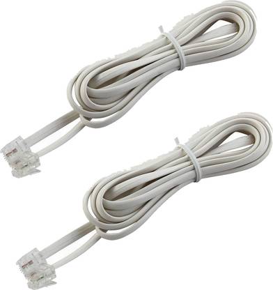 sriaarnika LAN Cable 1.2 m 1.2 Meter Telephone Wire 2 Pin ( Telephone Line Cable - Pack of 2 )