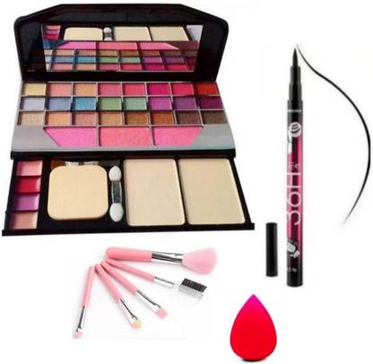 Maived 6155 Makup Kit & 5pcs Makeup Brushes with Eyeliner & Puff