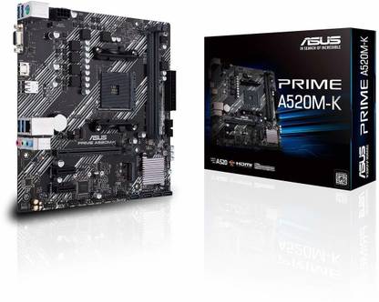 ASUS PRIME-A520M-K AMD AM4 Micro-ATX Gaming AM4Socket Micro-ATX AMD B550 Chipset DDR4 Motherboard for Desktop, Workstation