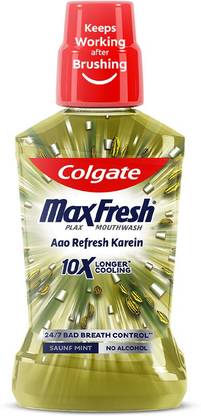 Colgate Maxfresh Plax Antibacterial Mouthwash - Saunf
