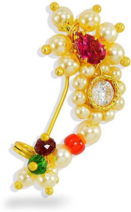 Jewelopia Cubic Zirconia, Pearl Gold-plated Plated Mother of Pearl Nathiya