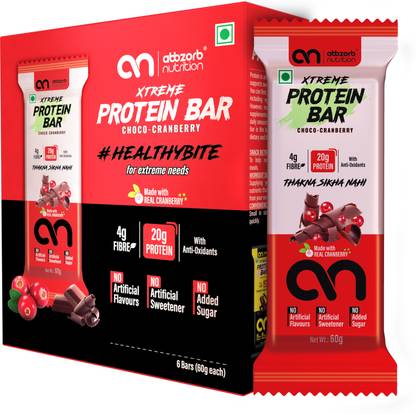 Abbzorb Nutrition Xtreme Protein Bar 20g Protein Choco Cranberry 6 x 60g Nutrition Bars