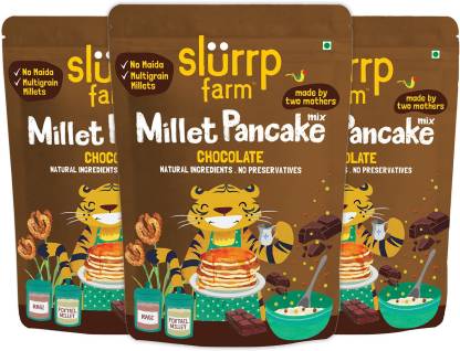 Slurrp Farm Instant Breakfast Millet Pancake Mix, Chocolate and Supergrains, Natural and Healthy Food, (150g each), 450g (pack of 3) 450 g