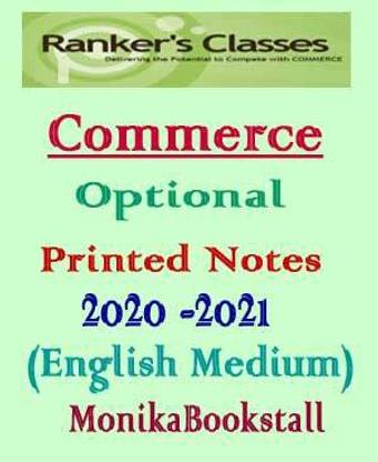 Rankers Classes - Printed Notes - Commerce Optional Study Material 2020-2021 - English Medium