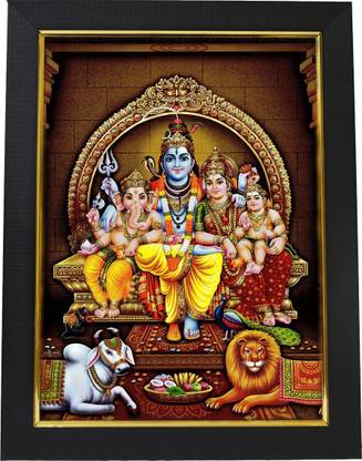 101Temples Shiva kutumbam God Photo Frame Religious Frame