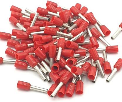 RPI SHOP 1 SQMM (E1008) Wire Ferrules Copper Crimp Connectors,Wire Crimping Tool Kit,Insulated Cord Pin End Terminal, Color Red Pack of 100 Pcs End Terminal Wire Connector