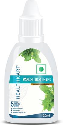 HEALTHKART Panch Tulsi Drops | 5 Types Tulsi Leaf Extract | Relieves Cough & Cold
