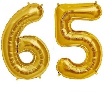 parisidh Solid gloden foil ballon number 65 Letter Balloon