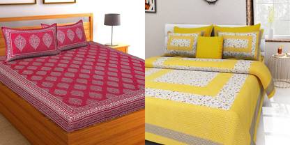 JAIPUR PRINTS 250 TC Cotton Double Floral Flat Bedsheet