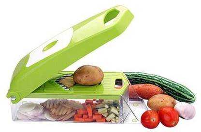 Neer Enterprise 12 in 1 Multipurpose Vegetable & Fruit Cutter Slicer Grater With Unbreakable Container Vegetable & Fruit Grater & Slicer (1 vegitable chopper, 1 Vegitable peeler and greeter. (Green) Vegetable Slicer
