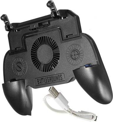 Wanzhow New Good Quality Pubg Gamepad Controller Pubg Mobile Trigger Joystick || 4-IN-1 MOBILE GAME CONTROLLER || Metal L 1 R 1 Shooter Trigger || PHONE COOLING PAD || Fire Button || Cooling Fan Gamepad || BUILT-IN POWER BANK Gamepad USB  Gamepad