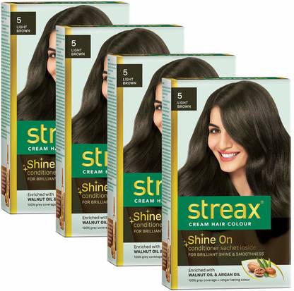 Streax Mini Cream Hair Color Light Brown,60ml Pack of 4 , Light Brown