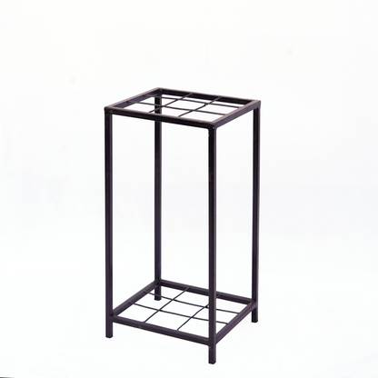 Hs Retail Modern Indoor & Outdoor 2 Tier Iron Planter Stand/Flower Shelf Display Rack Holder for Garden/Balcony/Flower Pot Stand for Corner Display/Window Planted Stand (12"x11"x23.5") (Black) Plant Container Set