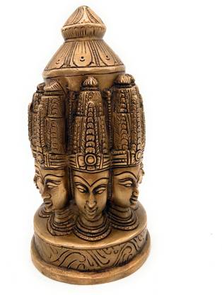 Bhunes Brass Brahma Head |Lord Brahma Face | Brahma Face | Brahma Ji | Brass Brahma Statue Decorative Showpiece  -  19 cm