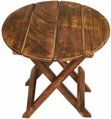 S.I Creation Wooden Foldable Side Table for Living and Bedroom (For KIds Only) with Burned Finishing Solid Wood Side Table