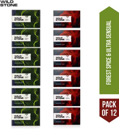 Wild Stone Deodorant Soap Forest Spice And Ultra Sensual 125gm Each (Pack of 12)