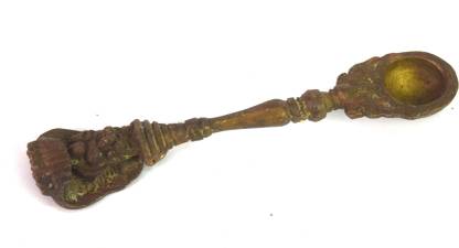 Global Art Traders Vintage look Indian Beautiful Brass Holy Puja Achamani Spoon Nice Collectible – Ritual Spoon – Brass Ganga Jal Spoon – God Figurative Spoon Brass Measuring Spoon