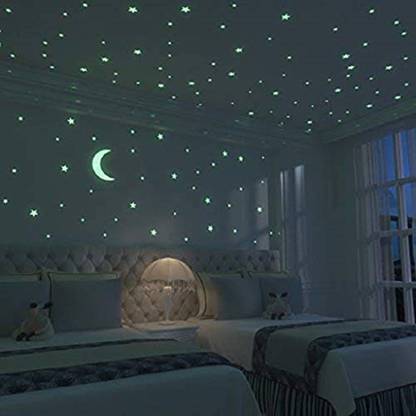 Avneesh 2.54 cm Night glowing star stickers Glow in the Dark Sticker
