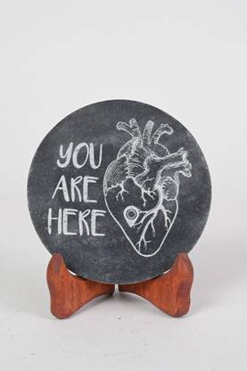 Shilpacharya Handicrafts Engraved Pebble Engraved Round Sandstone Stone