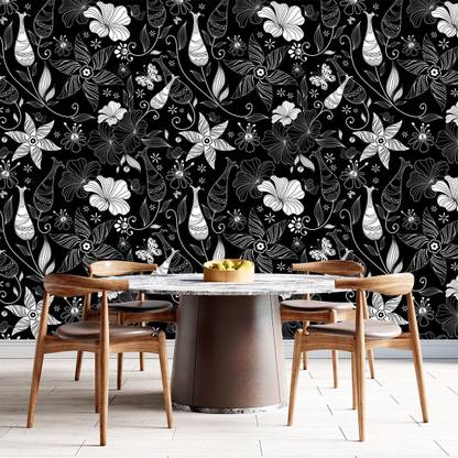 HD RAPID DESIGN Vinyl Decorative Black Wallpaper