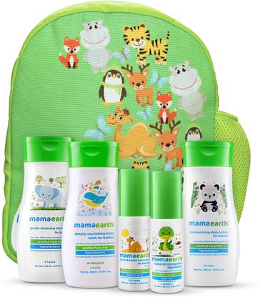 Mamaearth Complete Baby Care Kit With Baby Lotion Shampoo Body Wash Mosquito Repellent Sunscreen In An Amazing Water Proof Baby Bag Buy Baby Care Combo In India Flipkart Com