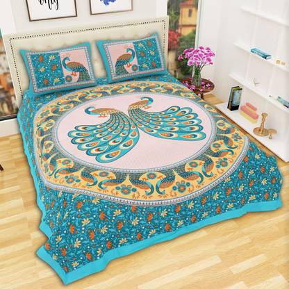 GRADALL Cotton Double Flat 500 TC Printed Bedsheet