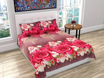 VALENTINA FAB 160 TC Polycotton Double Floral Flat Bedsheet