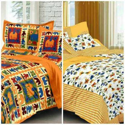 SHREE BALAJI 210 TC Cotton Double Printed Flat Bedsheet