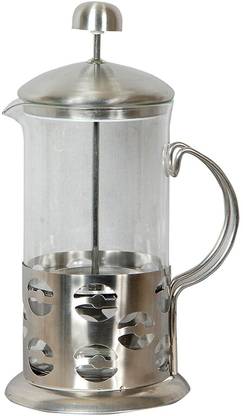 3d Creations Glass French Press Coffee Plunger, 3 Part Superior Filter Bpa(Clear and Silver Handle, 600ml) 6 Cups Coffee Maker