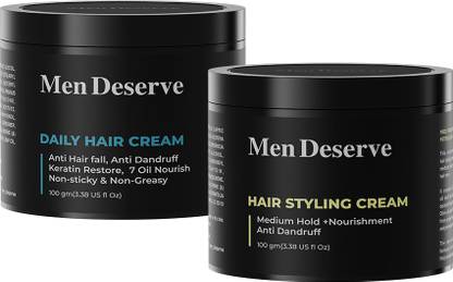 Men Deserve Combo of Daily Hair Cream (7 Oil Nourish) and Hair Styling Cream Medium Hold (Anti Dandruff)