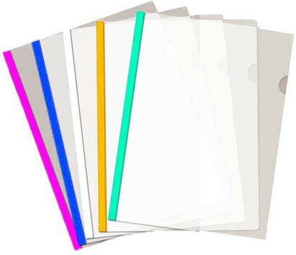 Kopila Polypropylene Polypropylene Sliding Plastic Bar Project File Folder for A4 Paper Display (Transparent) - Pack of 5 Multi Color