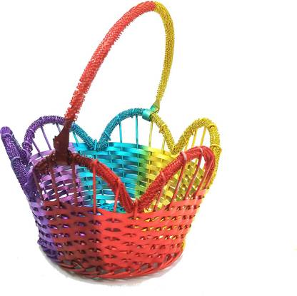 Real Craft Flower Basket Multicolour Silver Flower Basket