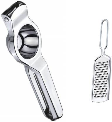 Sampoorna Smart Kitchen Premium Stainless Steel 2 in 1 Lemon Squeezer Set for Squeeze the lemon | Cheese Grater Parmesan Cheese, Lemon, Ginger, Garlic, Vegetables, Fruits | vegetable cheese grater | nimbu nichodne machine Kitchen Tool Set