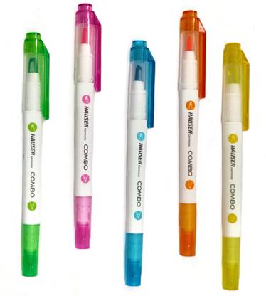 Definite Dual Tip Art Marker Highlighter Pens- Fine and Broad Chisel Glass View Tip.