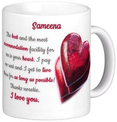 Exocticaa I Love You Sameena Romantic Message 85 Ceramic Coffee Mug
