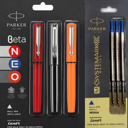 PARKER Beta Neo (Combo 3 pens with 3 refills) Ball Pen