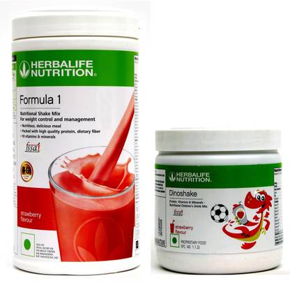 HERBALIFE Formula 1 Nutritional Shake Mix Strawberry With Dinoshake Strawberry 200 gm500 gm Plant-Based Protein
