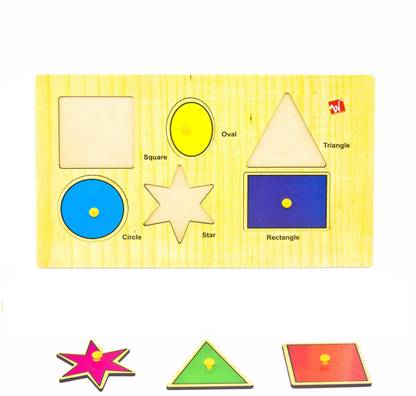 Toyvala Pinewood Wooden Jigsaw Puzzle Board for Kids - Color and Shapes - Learning & Educational Gift for Kids