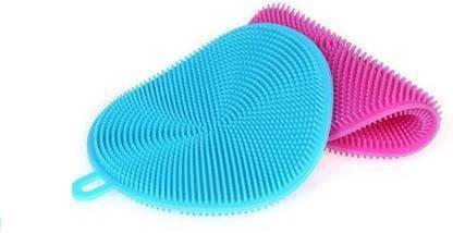 eSTROM High quantity Silicone Multi Function Dish Washing Brush Sponge Scrubber Kitchen Cleaning Tool (Pack of 2) Scrub Sponge